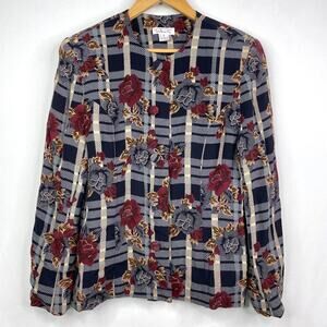 Vintage Talbots Floral Plaid Blazer Size 12